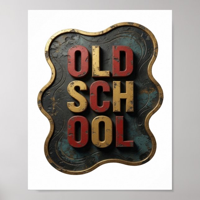 Coole Gold OLD SCHOOL Schrift Poster (Vorne)