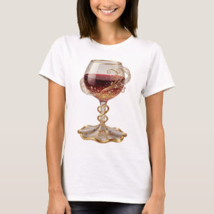 Coole Gold ROTWEINGLAS 3D-Text-Kunst T-Shirt