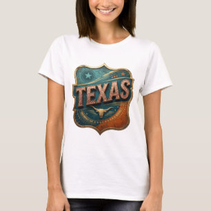 Coole Gold TEXAS 3D Textkunst T-Shirt