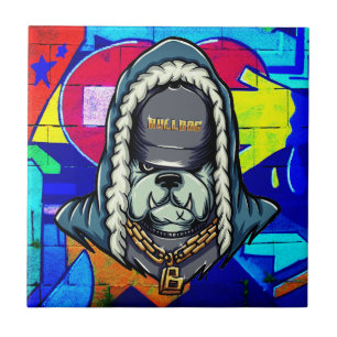 Coole Graffiti Hip-Hop Bulldog-Keramikfliese Fliese
