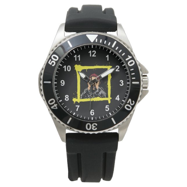 Coole Graffiti Illustration Art, Funny Men Shirt Armbanduhr (Vorderseite)