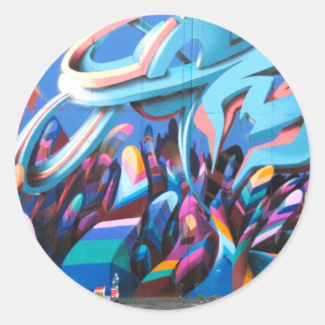 Coole Graffiti-Mauer Runder Aufkleber (Vorderseite)