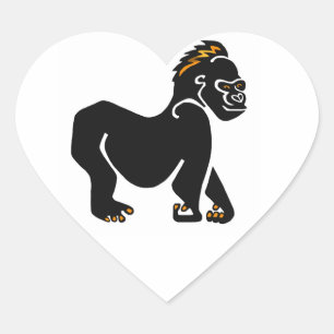 Coole Grafik GORILLA - ape - Primat - Herz-Aufkleber