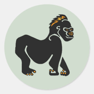 Coole Grafik GORILLA - Natur - Afrika Runder Aufkleber