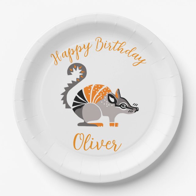 Coole Grafik - NUMBAT- Happy Birthday- Party Pappteller (Vorderseite)