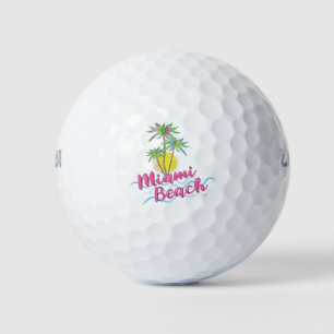 Coole Grafik Pink-Miami-Beach-Florida Golfball