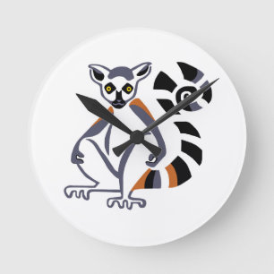 Coole Grafik - Ring-tails LEMUR - Primat Runde Wanduhr