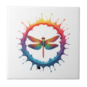 Coole Grafik-Tie-Dye-Sonnenbrille Libellen-Illustr Fliese