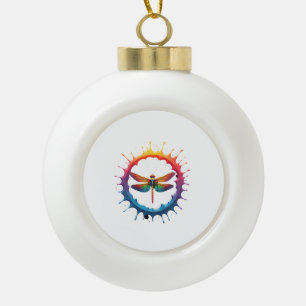 Coole Grafik-Tie-Dye-Sonnenbrille Libellen-Illustr Keramik Kugel-Ornament