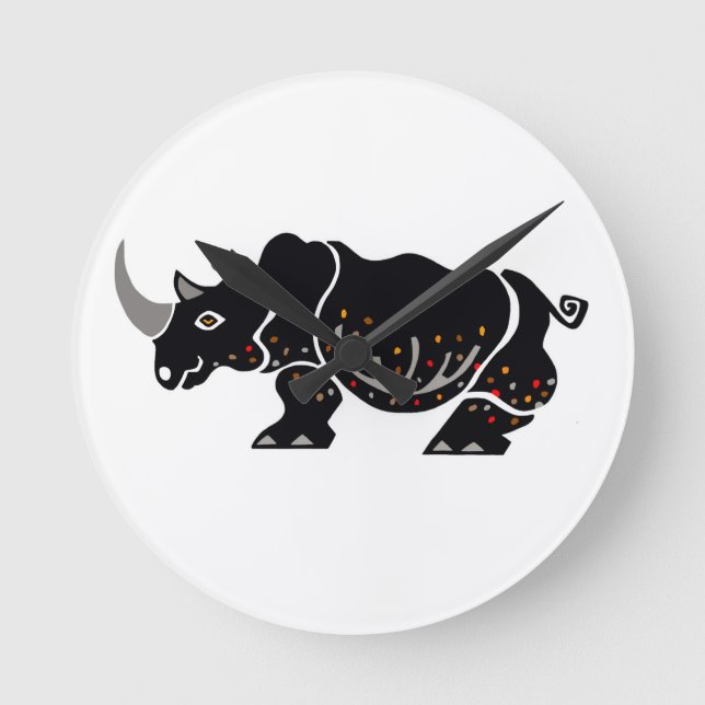 Coole grafische RHINOCEROS - Afrika - Erhaltung Runde Wanduhr (Vorderseite)