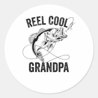 Coole Grandpa Retro Väter Tag Fischen Geschenk Runder Aufkleber