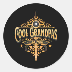 Coole Grandpas Play Pool Pool Player Großvater Runder Aufkleber