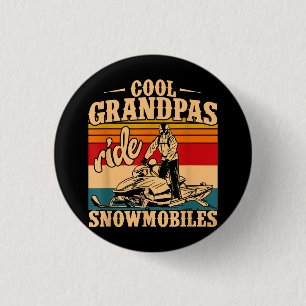 Coole Grandpas Reiten Schneemobile Snowmobile Snow Button