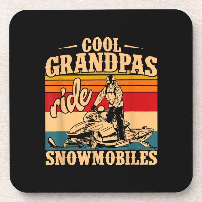 Coole Grandpas Reiten Schneemobile Snowmobile Snow Getränkeuntersetzer (Vorderseite)