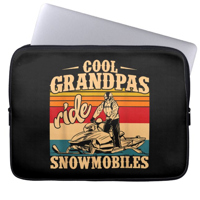 Coole Grandpas Reiten Schneemobile Snowmobile Snow Laptopschutzhülle (Vorderseite)