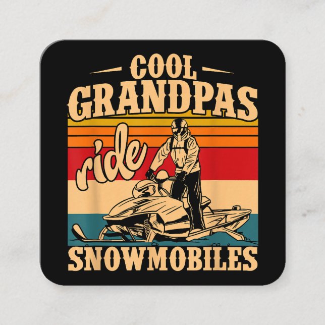 Coole Grandpas Reiten Schneemobile Snowmobile Snow Quadratische Visitenkarte (Vorderseite)