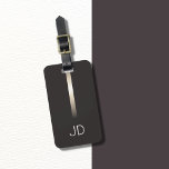 Coole graue Imitat Metal Strip Monogramm Gepäckanhänger<br><div class="desc">Elegante,  anpassbare graue Gepäckanhänger mit IMITATEN Metallstreifen und Ihrem feinen Monogramm.</div>