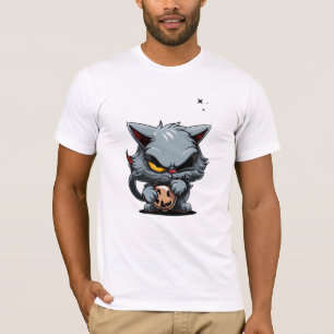 Coole graue Katze Gelbes Auge Dunkle Sterne T-Shirt