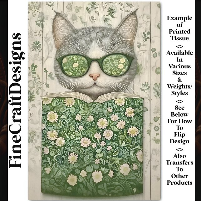 Coole graue Katze im Speccet & Floral Book BT3 Dec Seidenpapier (Von Creator hochgeladen)