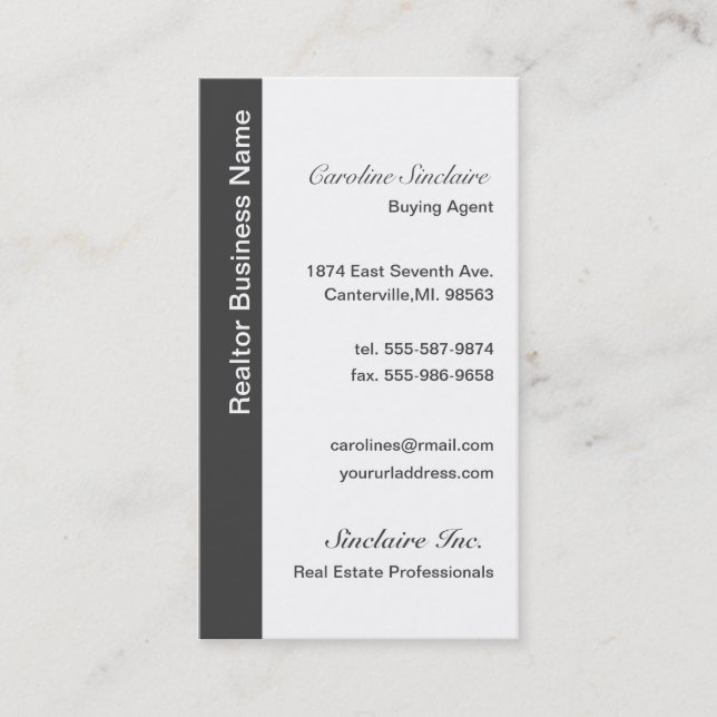 Coole graue Realtor-Geschäfts-Karten Visitenkarte (Vorderseite)