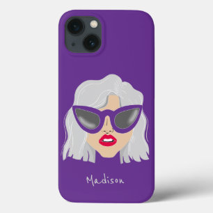 Coole grauhaarige Frau mit BrillenIndividuelle Nam Case-Mate iPhone Hülle