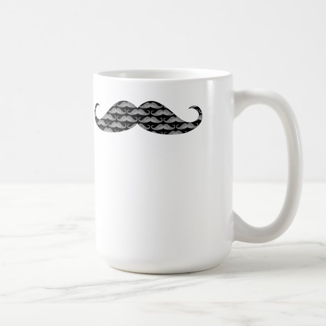 Coole Grayscale-Schnurrbart-Muster Kaffeetasse (Rechts)
