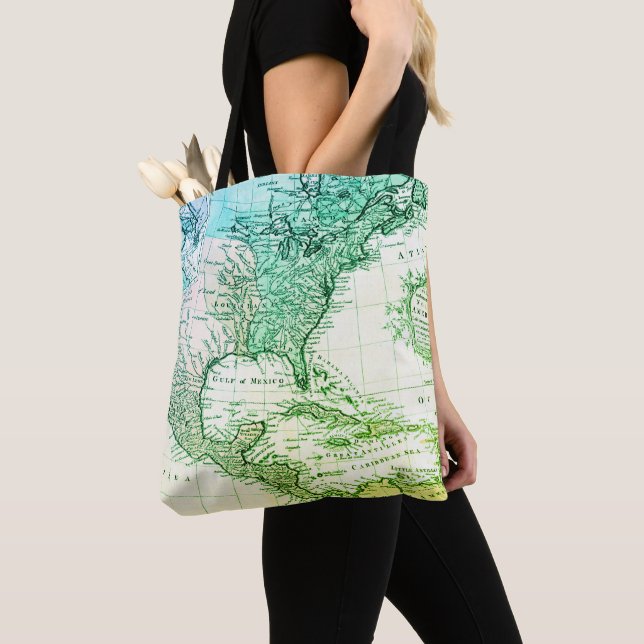 Coole Green Vintag Map Nordamerika Reisende Tasche (Von Nahem)