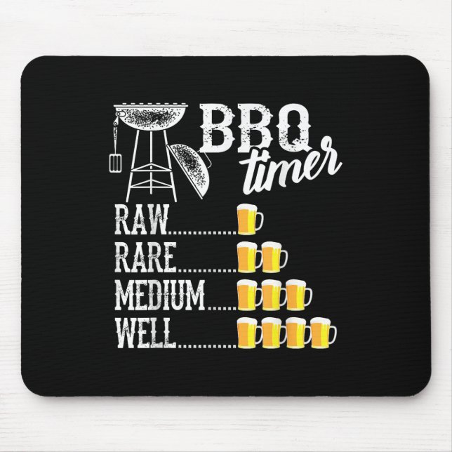 Coole Grillen Timer Raw Rare Medium Well Funny Bee Mousepad (Vorne)