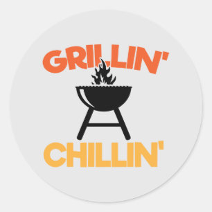 Coole Grillin Chillin Wortart Runder Aufkleber