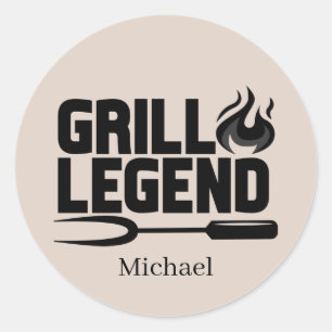 Coole Grilllegende hinzufügen Runder Aufkleber