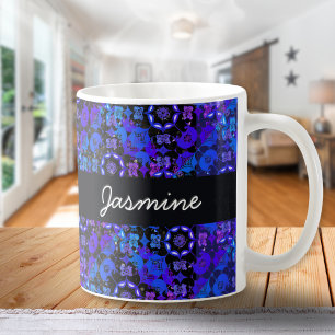 Coole Groovy Boho Retro Chic Blau Lila Hippie Kaffeetasse