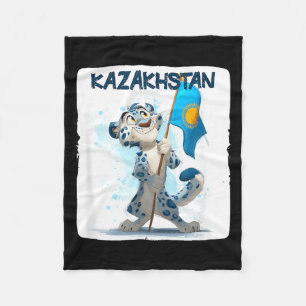 Coole große Wildkatze mit Kasachstan-Flaggen-Kostü Fleecedecke