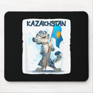 Coole große Wildkatze mit Kasachstan-Flaggen-Kostü Mousepad