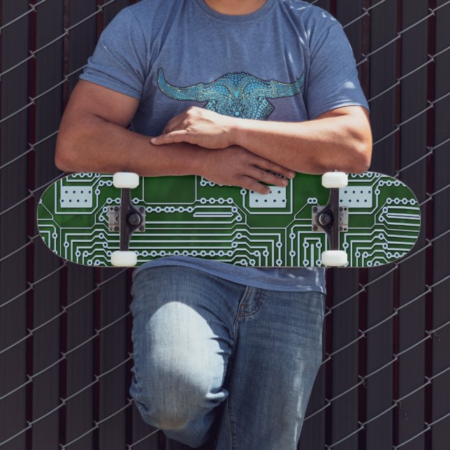 Coole, grün-weiße Leiterkartenlinien Skateboard (Außenbereich 3)