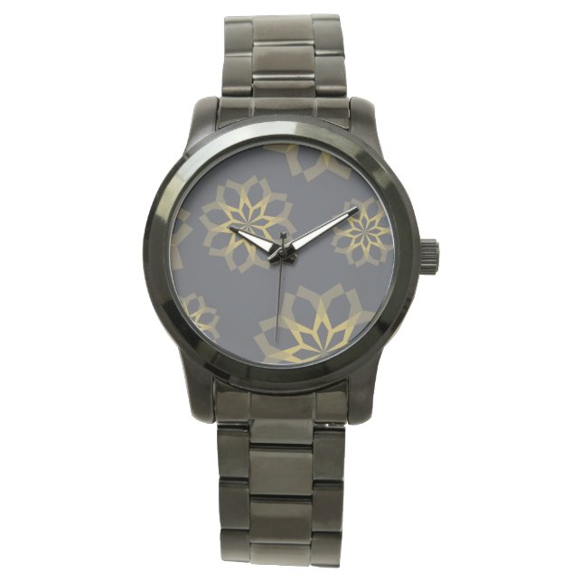 Coole, grüne, einzigartige, moderne trendige Blume Armbanduhr (Vorderseite)