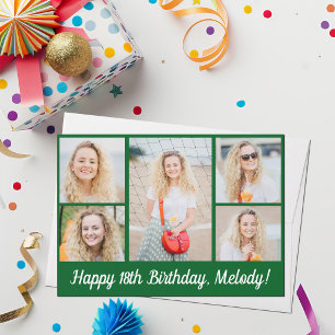Coole grüne Happy Birthday Fotocollage individuell Karte