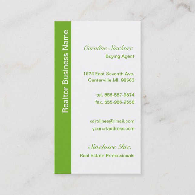 Coole grüne Realtor-Geschäfts-Karten Visitenkarte (Vorderseite)
