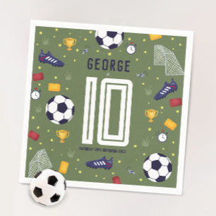 Coole grüne Sportfußball-Jungen-Geburtstag Serviette