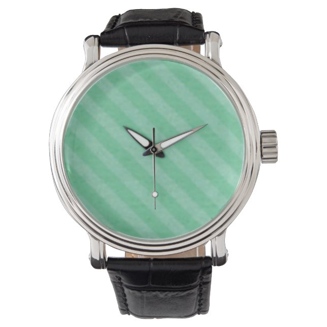 Coole grüne Twill Strips Zickzack beobachten Armbanduhr (Vorderseite)