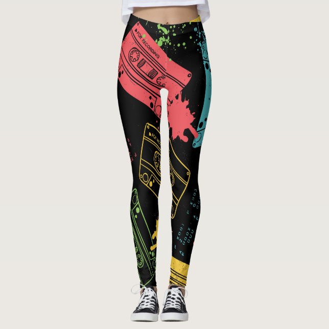 coole Grunge-Kassetten im Stil der 90er Jahre Leggings (Vorderseite)