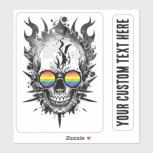 Coole Grunge-Regenbogen-Prime Schädelflames Aufkleber