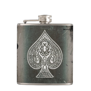Coole Grunge Retro Künstler Poker Ass Flasche Flachmann