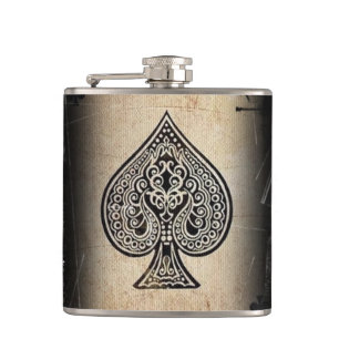 Coole Grunge Retro Künstlerische Poker Ass Schnaps Flachmann