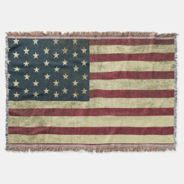 Coole Grunge U.S. Flag Throw Blanket Decke