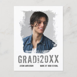 Coole Grunge White 1 Foto Graduate Ankündigung Postkarte