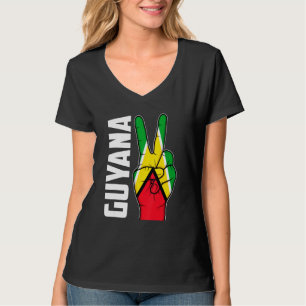 Coole Guyana Flag Sieg zwei Fingers Patriotic T-Shirt