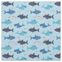 Coole Haie mit Piratenhüten auf hellblau