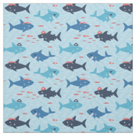 Coole Haie mit Piratenhüten auf hellblau Stoff