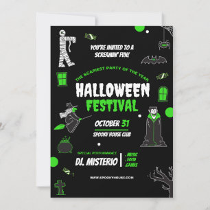 Coole Halloween-Einladung, Halloween-Schreckensnac Einladung