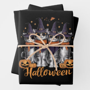 Coole Halloween Katzen Geschenk für Tochter Gesche Geschenkpapier Set